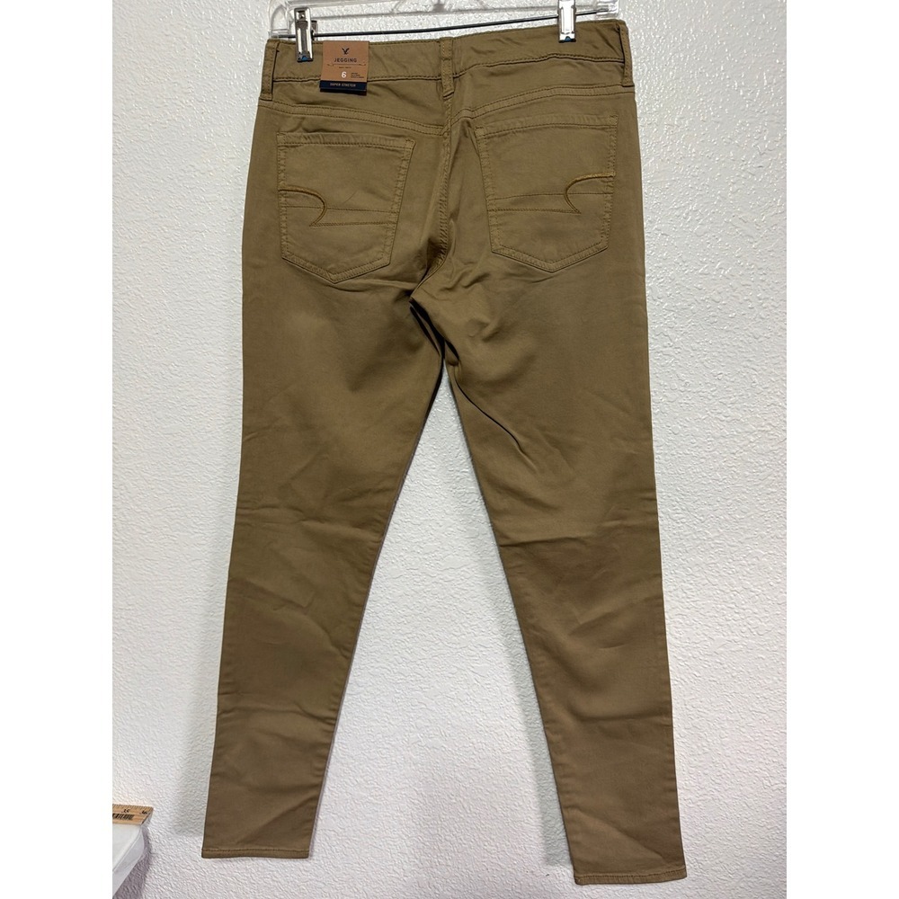 American Eagle Women 6 Regular Khaki Super Stretch Low Rise Skinny Jegging Pants - Picture 2 of 4